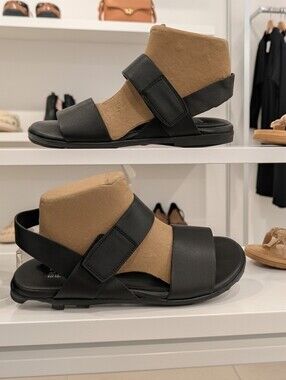 🌹 Eileen Fisher 🌹 Kanza Women's Sz 9  Leather Black Open Toe Sandals $205